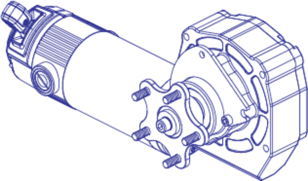 Picture of MOTOR ASM, EDGE, HUB BRACKET LABEL, MIR, R-NET CON700MM LEADS, LHS J623-2.0