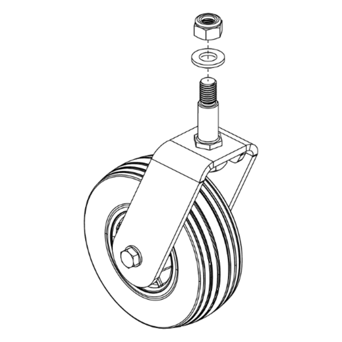 Picture of CASTER ASSEMBLY, 6", BLACK RIM / BLACK TIRE, LEFT
