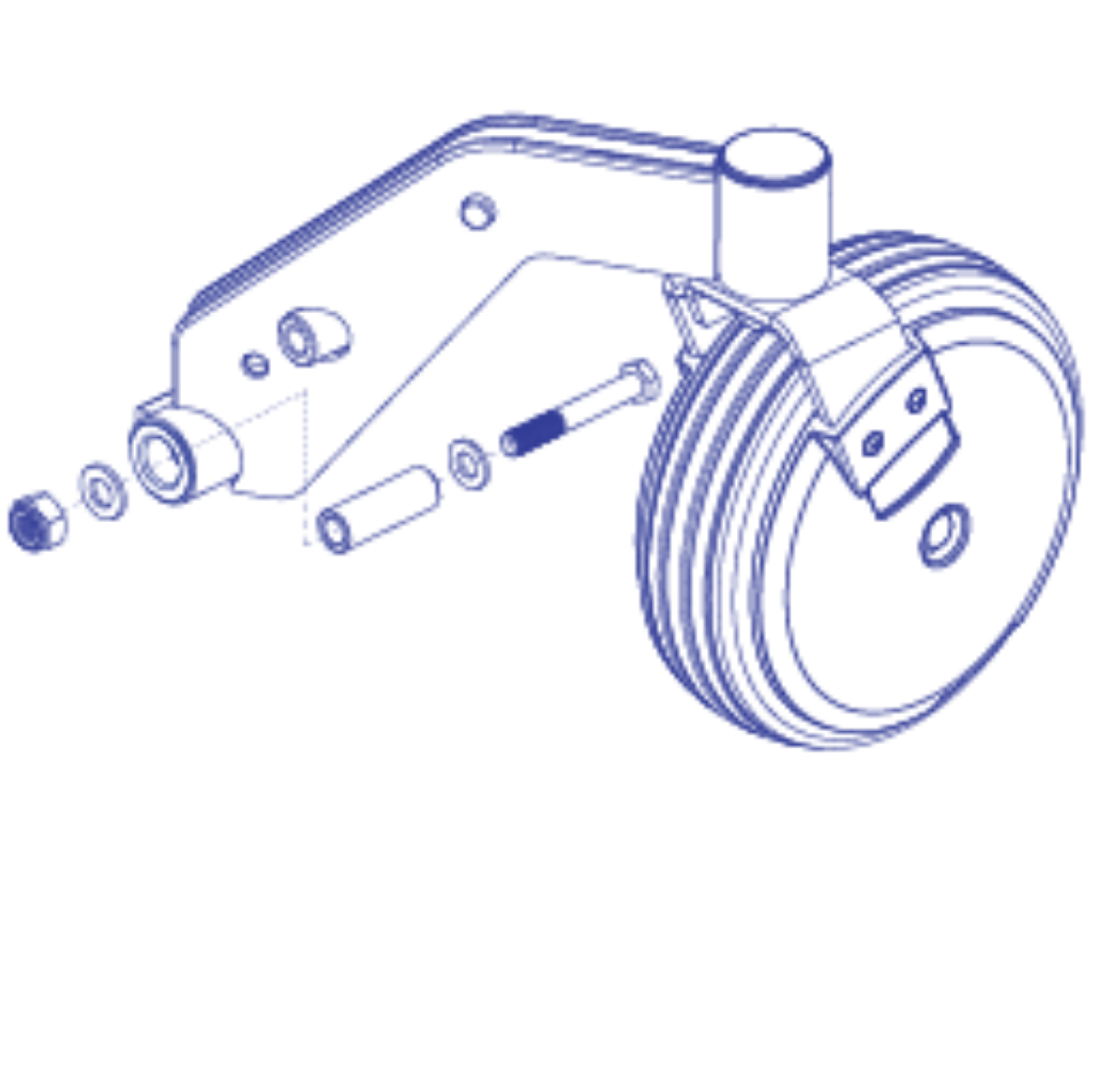 Picture of CASTER ARM ASSEMBLY,6", REAR RIGHT,BLACK RIM/BLACKTIRE, BLACK CASTER ARM